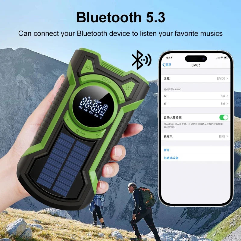 All-in-One 8000mAh Solar Crank Radio: Charge, Listen, Survive