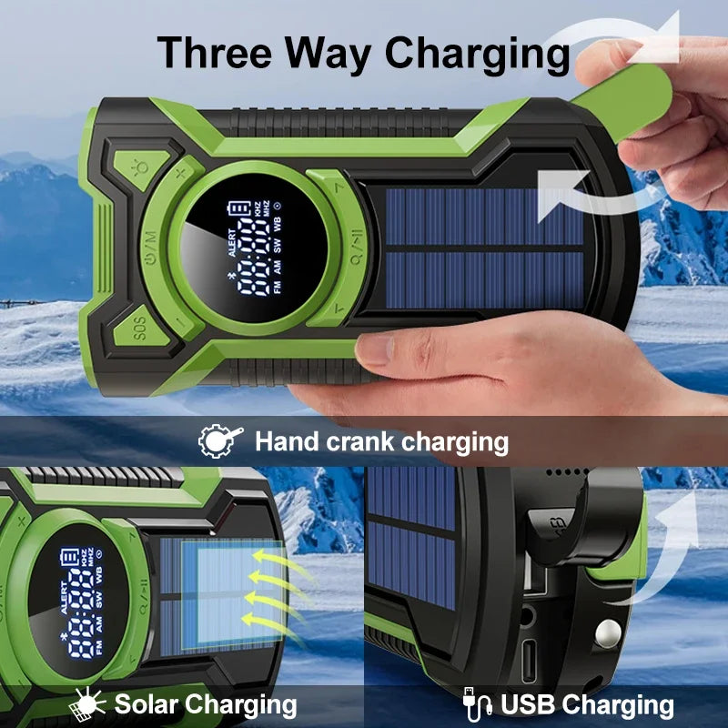 All-in-One 8000mAh Solar Crank Radio: Charge, Listen, Survive